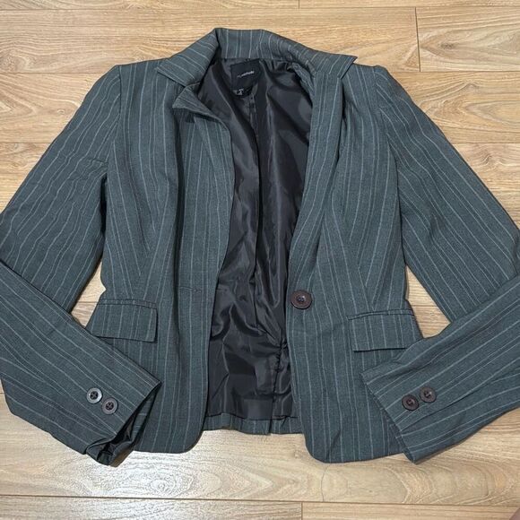 My Michelle gray pinstripe blazer jacket size small - Picture 1 of 5